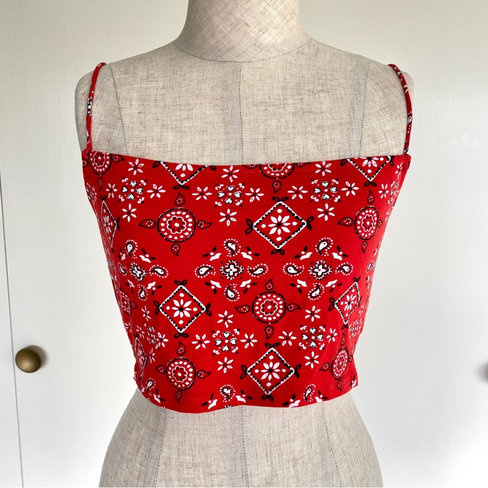 NWT Red Bandana Print Spaghetti Strap Tank Top